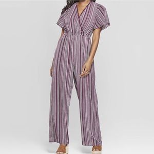 NWT Xhilaration Purple Striped Wrap Jumpsuit